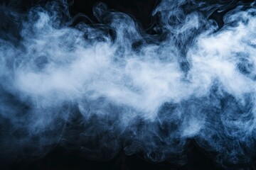 Steam, smoke, vapor isolated on black background. Smoke steam spray, abstract vaporing water, texture of cold mist, hot vapor, fog effect closeup, black screen. Hot food, drink. Overlay using , ai