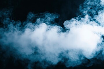 Steam, smoke, vapor isolated on black background. Smoke steam spray, abstract vaporing water, texture of cold mist, hot vapor, fog effect closeup, black screen. Hot food, drink. Overlay using , ai