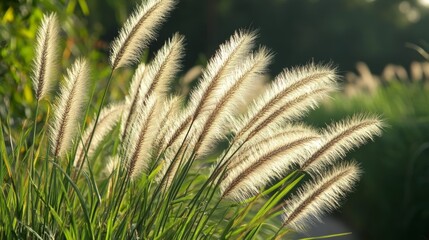 Feathery prairie grass sways in wind
