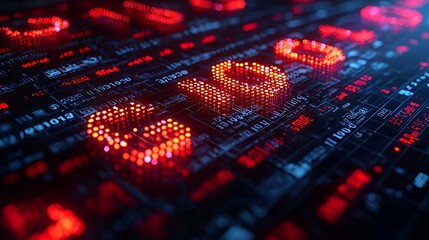 Close up of red digital numbers 530 on a dark background.