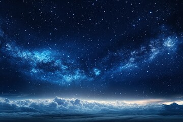 Starry night sky with clouds.. Panorama. Universe filled with stars, nebula and galaxy,. Elements of this image furnished , ai