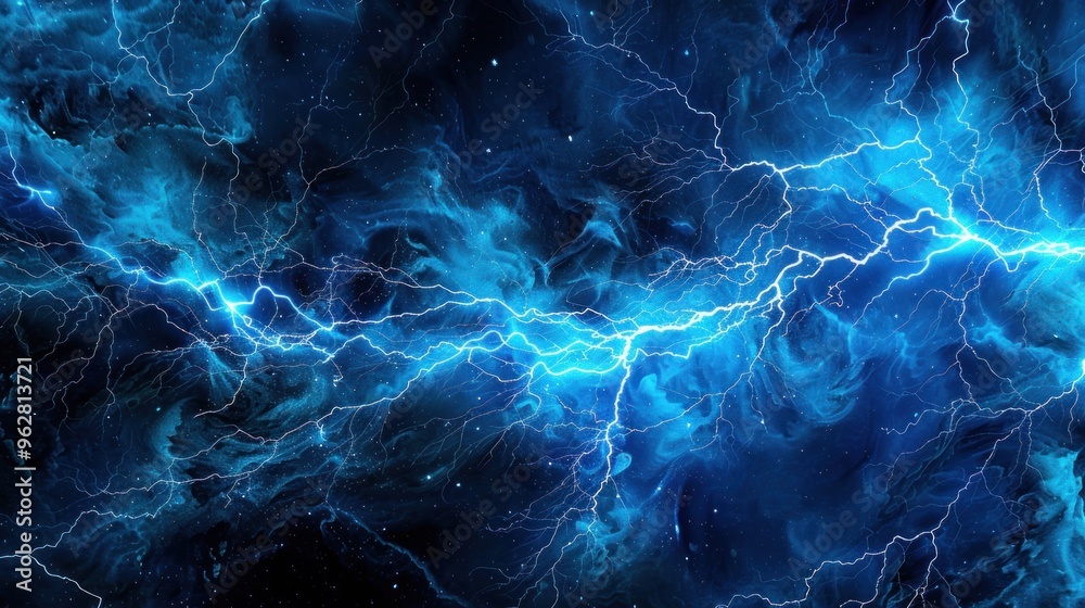 Wall mural electric storm in the night sky