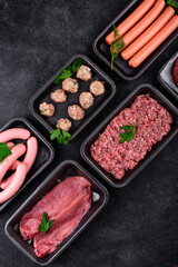 Assortment of different vegan plant based meat