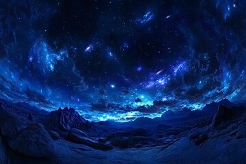 Fototapeta premium Starry night sky with clouds.. Panorama. Universe filled with stars, nebula and galaxy,. Elements of this image furnished , ai