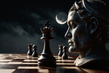 Chess King in the Light of Darkness - Dramatic Illumination on a Chess Piece