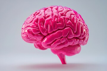 3d representation of human brain in pink hue
