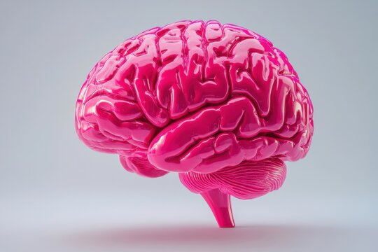 3d representation of human brain in pink hue