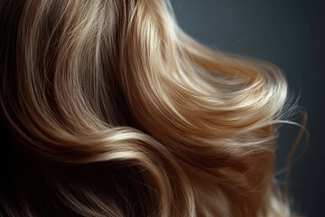 Fototapeta premium Soft, wavy tresses cascading elegantly, placed on a minimal background providing ample room for text, emphasizing the natural allure and vibrant essence of the hairstyle
