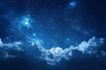 Starry night sky with clouds.. Panorama. Universe filled with stars, nebula and galaxy,. Elements of this image furnished , ai