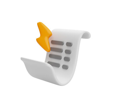 Payment Energy bill invoice paper icon 3D Illustration