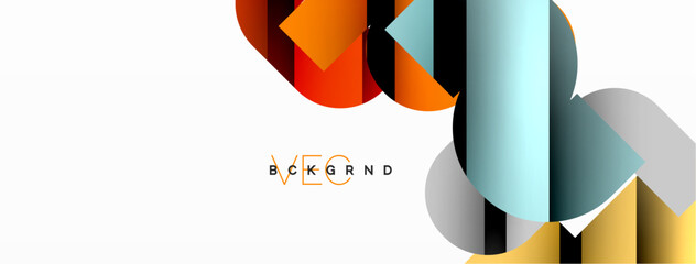 Colorful curve geometric shapes on white