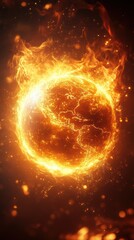 Naklejka premium Minimalistic Globe with Fire Symbol and Blank Space for Text