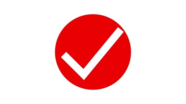 Tick mark icon animation on white background. 