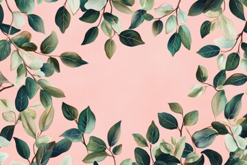 Effortless arrangement of cordelia leaves on a gentle rosy background