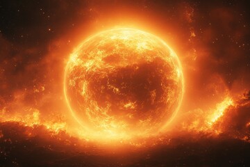 Clean Design of Planet with Heatwaves and Space for Text