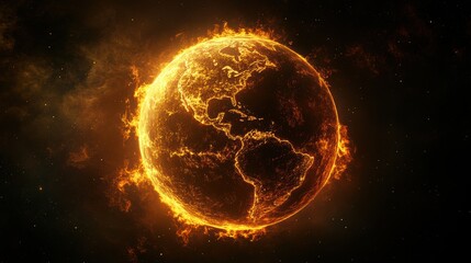 Obraz premium Clean Design of Planet with Heatwaves and Space for Text