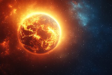 Obraz premium Clean Design of Planet with Heatwaves and Space for Text