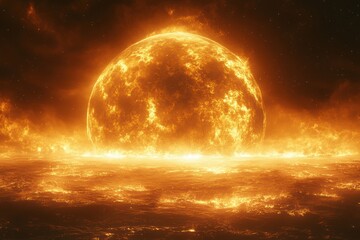 Obraz premium Clean Design of Planet with Heatwaves and Space for Text