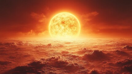 Clean Design of Planet with Heatwaves and Space for Text
