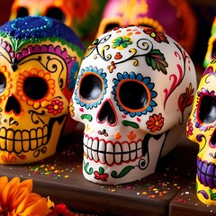 Colorful Mexican Skull for Day of the Dead, Sugar Skull
