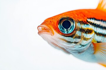 Mystic portrait of Zebra Danio Fish in studio, isolated on white background