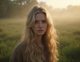 Fototapeta premium Blonde Girl in the Wheat Field | Vintage Women