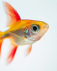 Mystic portrait of Neon Tetra Fish, isolated on white background
