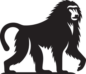 Baboon Monkey animal Silhouette isolated on white background