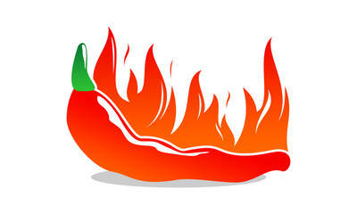 Super hot chili with fire illustration design vector