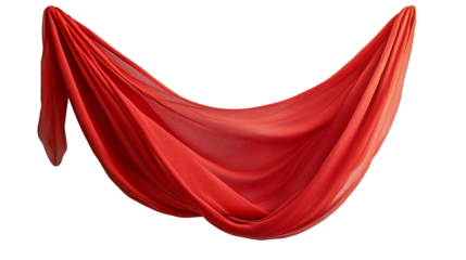 Floating red fabric isolated on transparent background. Design element, abstract background. Generative AI