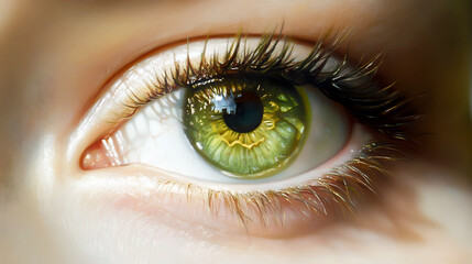Fototapeta premium green eye, showing the subtle gradients and textures of the iris in perfect clarity