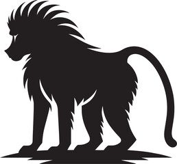 Baboon Monkey animal Silhouette isolated on white background