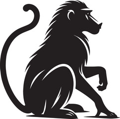 Baboon Monkey animal Silhouette isolated on white background