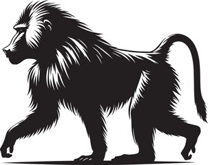 Baboon Monkey animal Silhouette isolated on white background