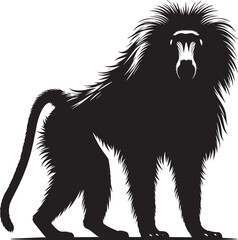 Baboon Monkey animal Silhouette isolated on white background