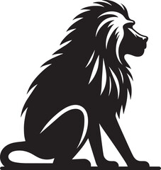 Baboon Monkey animal Silhouette isolated on white background