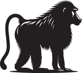 Baboon Monkey animal Silhouette isolated on white background