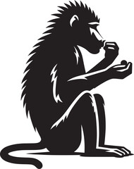 Baboon Monkey animal Silhouette isolated on white background