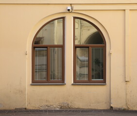 Fototapeta premium A large arched window divided into two