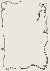 Elegant Blank Paper Frame With Ribbon and Bow Design