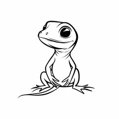 A cartoon drawing of a cute lizard with big eyes, sitting on its hind legs.