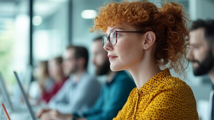 Creative Collaboration in Modern Open Office with Diverse Professionals Using Digital Tools - Close-up Copy Space for Text