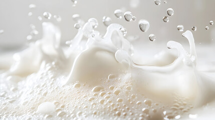 Light and airy white body wash foam with water beads in the background, symbolizing the refreshing and rejuvenating qualities of the product