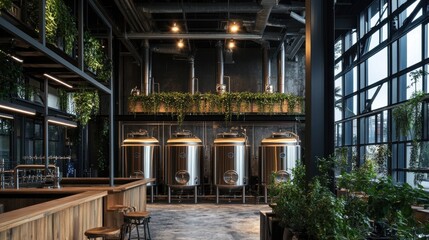 Cozy and Inviting Microbrewery with Rustic Industrial Charm