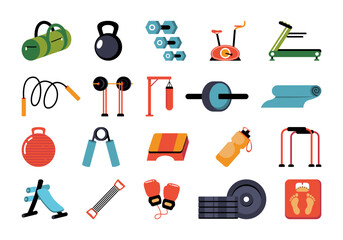 Fitness Gym Equipment Element Set