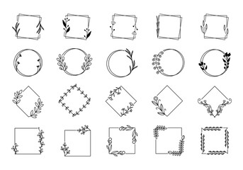 Floral Border Frame Element Set