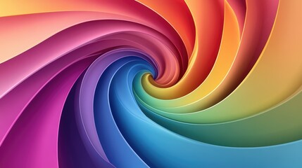 Obraz premium Abstract rainbow spiral circle, rendered in soft gradients and vibrant hues, creating a dreamlike atmosphere in vector art style