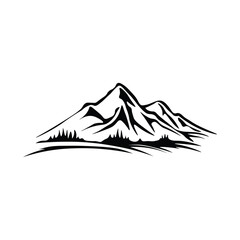 Silhouette mountain vector illustration isolated on white background.