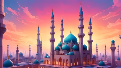 Fototapeta premium A beautiful blue and white building with a blue dome