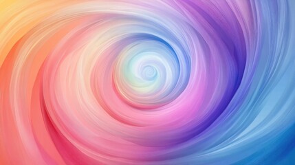 Obraz premium Colorful rainbow spiral circle in dreamlike abstract art, rendered in vector style with swirling gradients and soft hues